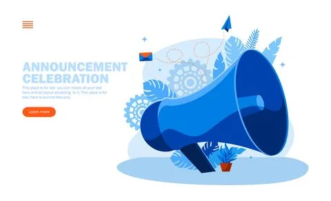 Announcement with loudspeaker, work environment concept vector illustration Stock Illustration