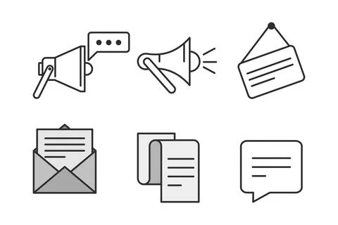 Announcement, public statement or notice icon set Stock Illustration