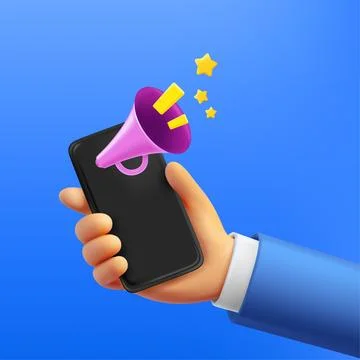 Announcement via smartphone. 3d vector concept Stock Illustration