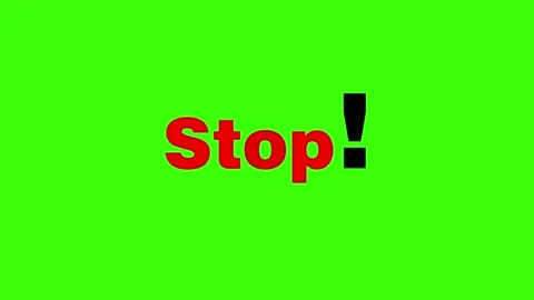 Announcement stops with red text and green screen Stock Footage 294698137