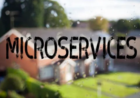 Announcement text caption showing Microservices. Business concept for Micro S Stock Photos