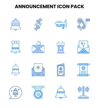 Announcement Two Colour Icons Pack Stock Illustration