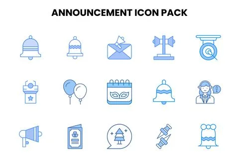 Announcement Two Colour Icons Pack Stock Illustration