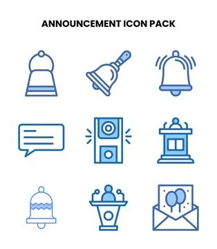 Announcement Two Colour Set Icons Pack Stock Illustration