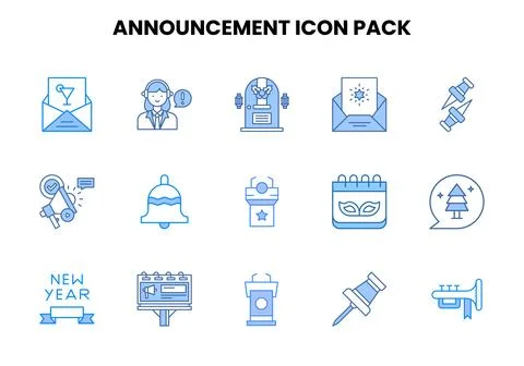 Announcement Two Colour Vector Icons Pack Stock Illustration