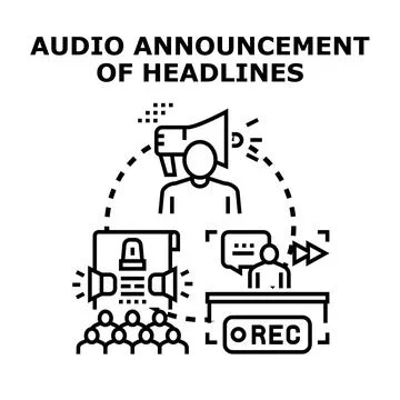 Announcing important news headlines through audio broadcast Stock Illustration