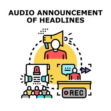Announcing important news headlines through audio broadcast Stock Illustration