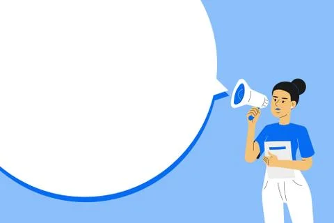 Announcing the message concept. Young man or a businessman standing and commu Stock Illustration