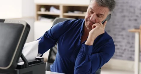 Annoyed By Broken Office Printer Toner Video stock 236411959
