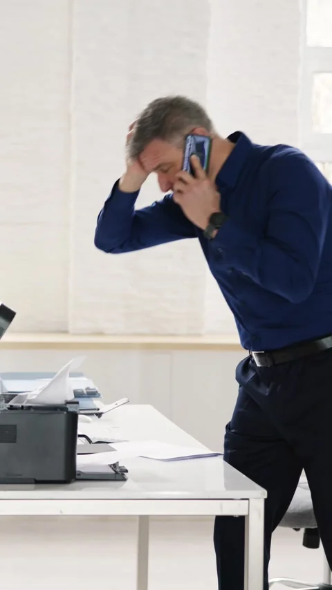 Annoyed By Broken Office Printer Toner Video stock 236419603