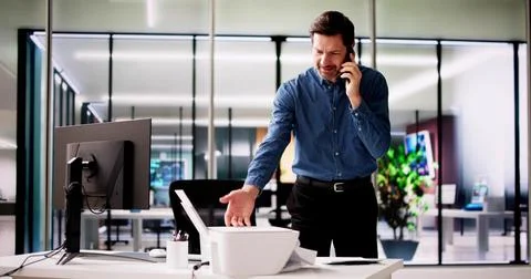 Annoyed By Broken Office Printer Toner Stock Photos