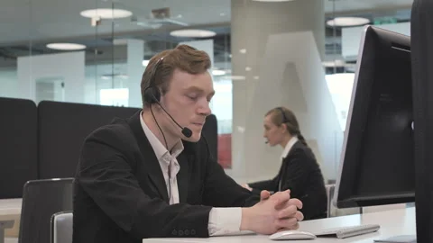 Annoyed call center operator Видео 108393013