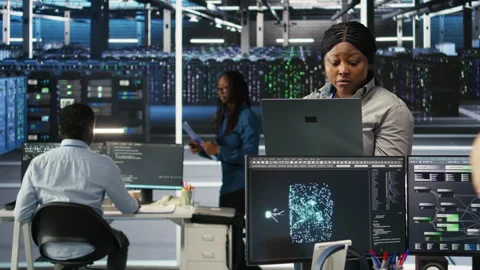 Annoyed data center admin having trouble doing node tree programming Stock Footage 307043230