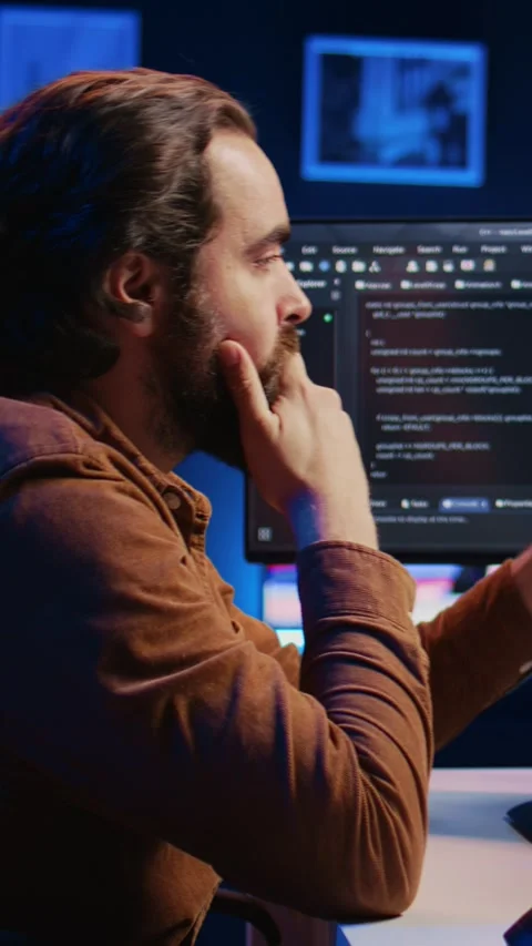Annoyed developer exasperated after failing to remove all bugs while coding Stock Footage 264510609