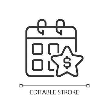 Annual bonus pixel perfect linear icon Stock Illustration