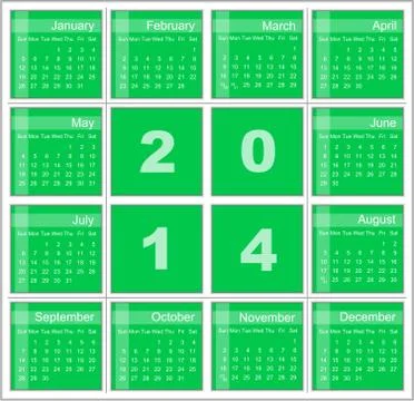 Annual calendar for 2014 Ilustración de archivo