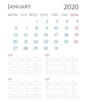Annual calendar flat vector illustration set Ilustração Stock