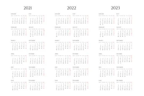 Annual calendar flat vector illustration set. Organizer template for 2021, 2022 Stock Illustration