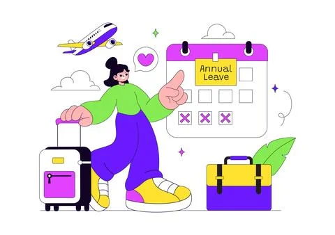 Annual Leave Vector Illustration Featuring Vacation Planning, Travel Holida.. Stock Illustration
