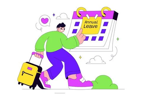 Annual Leave Vector Illustration Featuring Vacation Planning, Travel Holida.. Stock Illustration