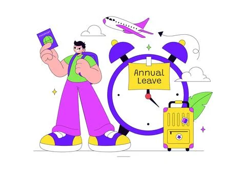 Annual Leave Vector Illustration Featuring Vacation Planning, Travel Holida.. Stock Illustration