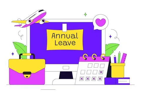 Annual Leave Vector Illustration Featuring Vacation Planning, Travel Holida.. Stock Illustration