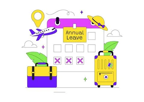 Annual Leave Vector Illustration Featuring Vacation Planning, Travel Holida.. Stock Illustration