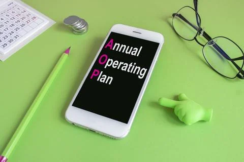 Annual Operating plan symbol. The acronym AOP annual operating plan Stock Photos