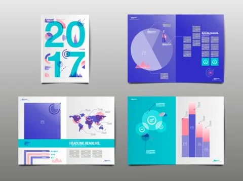 Annual report 2017, template layout design,  cover book. Stock Illustration