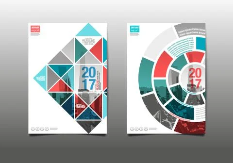 Annual report 2017, template layout design,. Stock Illustration