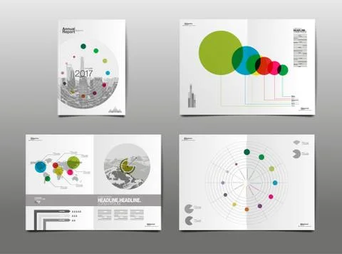 Annual report 2017, template layout design. Stock Illustration