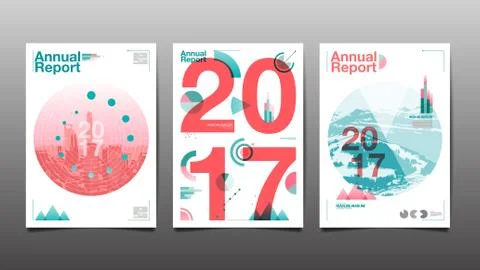 Annual report 2017, template layout design. Stock Illustration