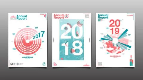 Annual report 2017,2018,2019,future, template layout design, vector illustr.. Stock Illustration