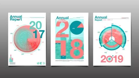 Annual report 2017,2018,2019,future, template layout design, vector illustr.. Stock Illustration