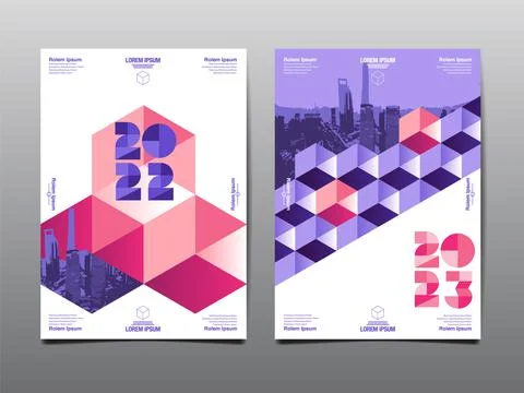 Annual report 2022,2023 , template layout design, geometric flat design Stock Illustration