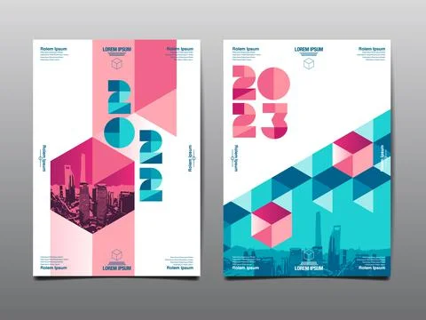 Annual report 2022,2023 , template layout design, geometric flat design 스톡 일러스트
