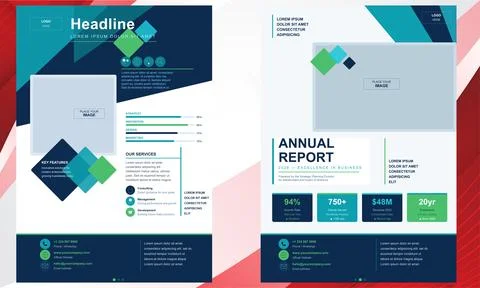 Annual Report Brochure A4 Set Vector Corporate Financial Design Stockillustratie
