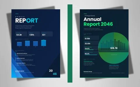 Annual Report Brochure Set Vector Corporate Financial Stock Illustration