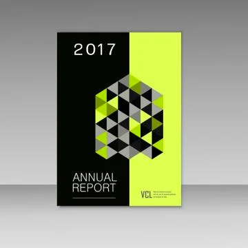 Annual report design with abstract triangles background Illustrazione stock