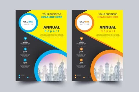 Annual Report Flyer Layout Template Background Design Concept idea. Stock Illustration