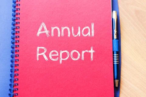 Annual report write on notebook Stock Photos