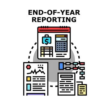 Annual reporting process illustrating business financial analysis Stock Illustration