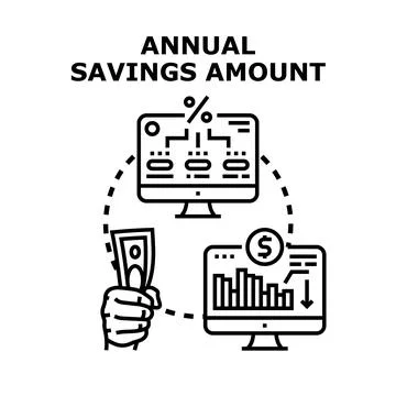 Annual savings amount calculating process optimization Stock Illustration