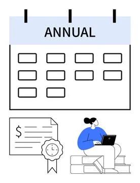Annual Schedule Planning with Awards and Online Learning Depictions in Mode.. イラスト素材