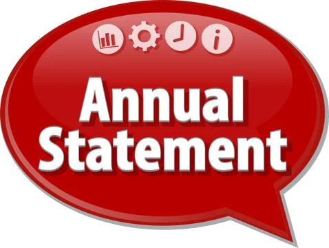 Annual statement Business term speech bubble illustration Illustrazione stock