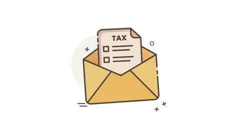 Annual Tax Receipt Document in Open Envelope Concept Animated Illustration Stock Footage 334130753