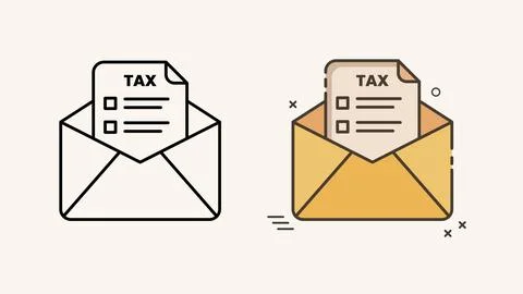 Annual Tax Receipt Document in Open Envelope Concept Illustration Stock Illustration
