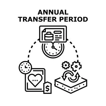 Annual transfer period concept with changing priorities and assets Stockillustratie