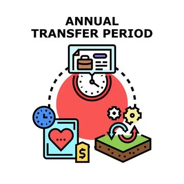 Annual transfer period concept with changing priorities and assets Stockillustratie