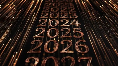 Annual Year Progression Timeline Golden Numbers Background Stock Footage 342621940